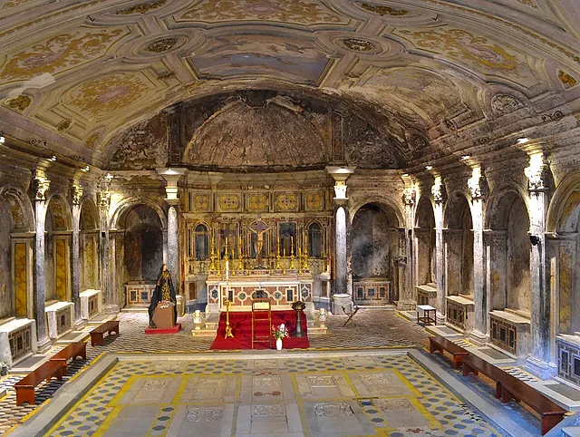The crypt basilica of the Catacombs of San Gaudioso beneath Santa Maria della Sanità, Naples