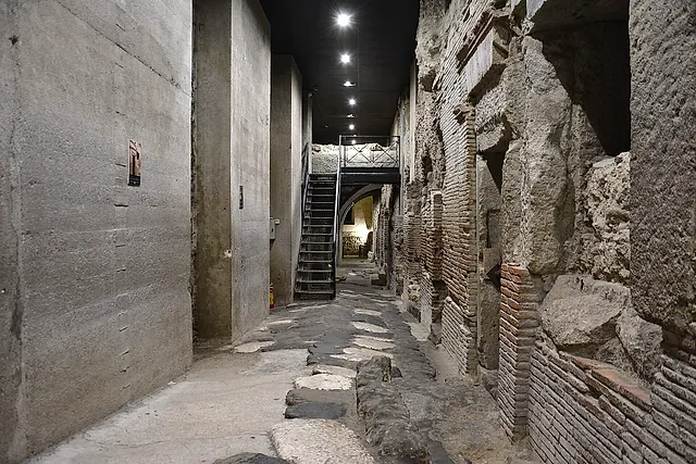 The ancient Roman market street in the archaeological excavations under San Lorenzo Maggiore, Naples